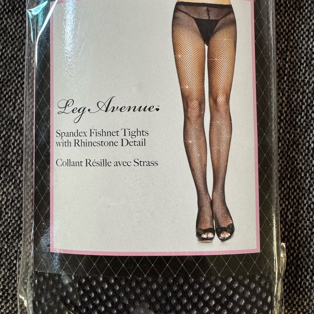 Leg Avenue Black Spandex Fishnet Tights with Rhinestones